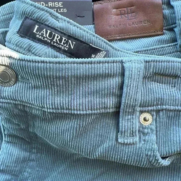 Stretch Corduroy Mid-Rise Straight Leg Pant $145 LRL Size 14 - Picture 4 of 10